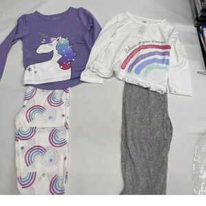 CozyJams 2 PJ sets, Long sleeve 4 pieces,Colorful Rainbows & Unicorn 18M New
